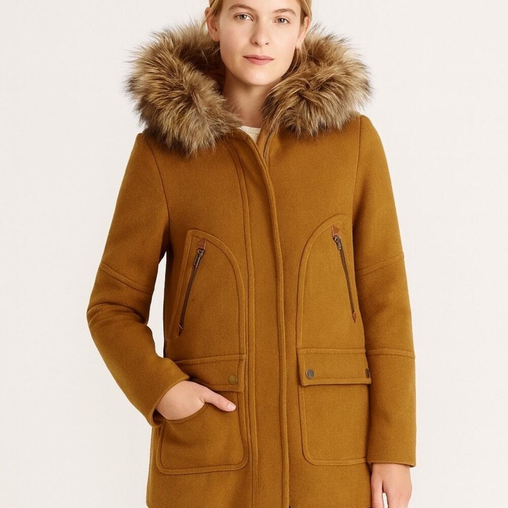 J. Crew Chateau Hooded Parka Stadium Cloth Italian Wool Nello Gori